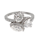 Graff Multi-Shape Diamond Platinum Cocktail Ring Sz 6
