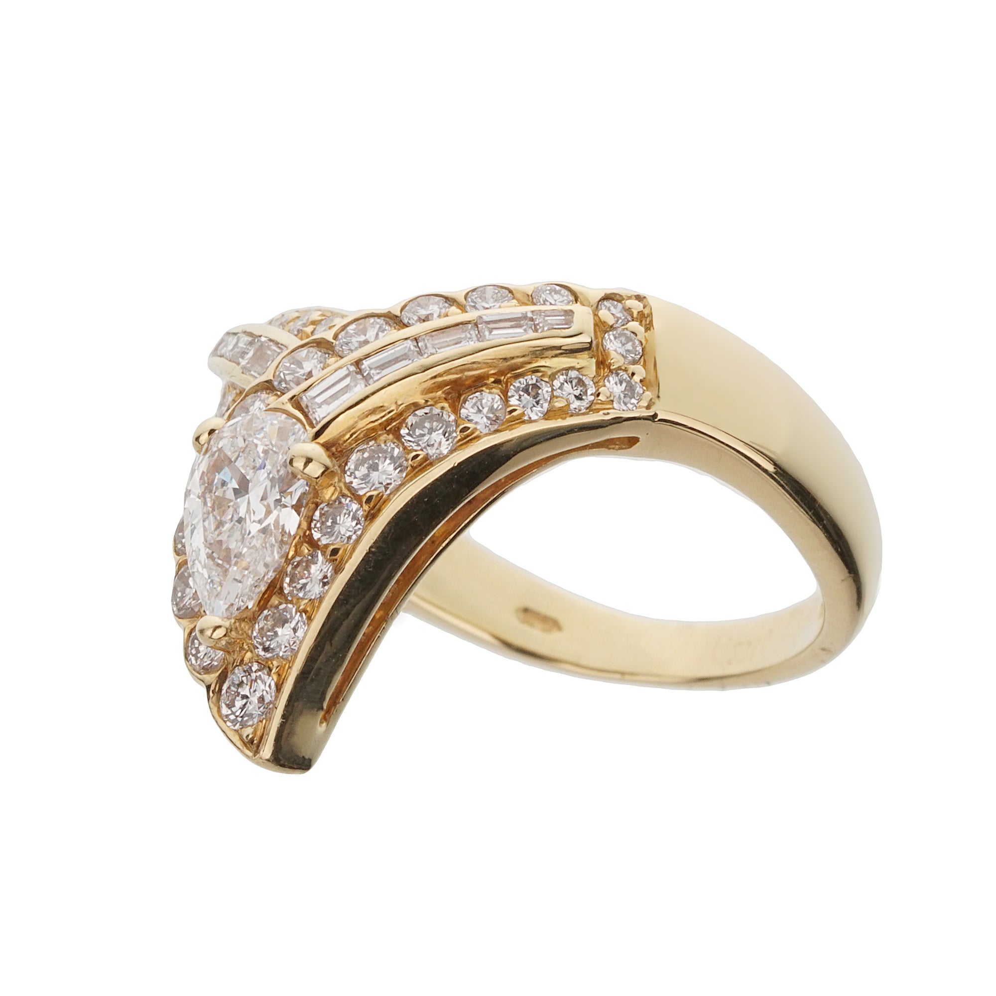 Graff Gold Rings Graff Vintage 18k Yellow Gold Diamond Cocktail Ring 1980s