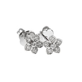 Graff Wild Flower Petite Pave Diamond Stud 18k White Gold Earrings 0003890