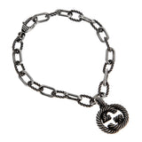 Gucci Aged Sterling Silver Interlocking G Chain Bracelet 0003721