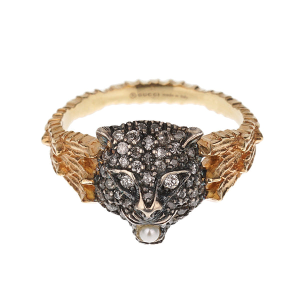 Gucci Feline Diamond 18k Yellow Gold Cocktail Ring – Opulent