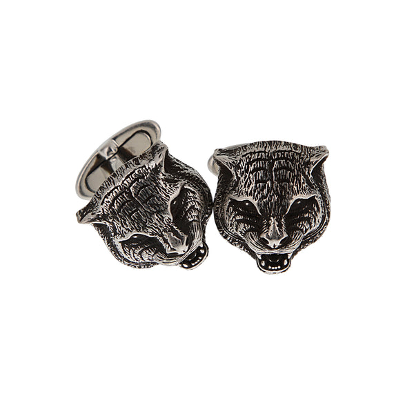 美品 正規 GUCCI GG シルバー925 マネークリップ 虎 猫 508P▲ Gucci Sterling Silver Feline Money Clip With Purple Zircon Eyes