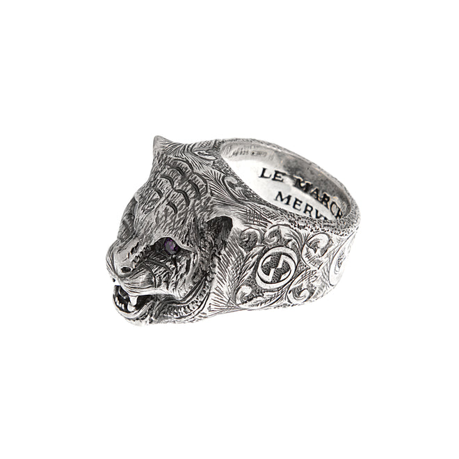 Gucci Garden Purple Zircon Sterling Silver Ring Size 6 1/2