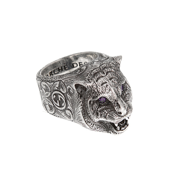 Gucci Garden Purple Zircon Sterling Silver Ring Size 5