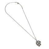 Gucci Ghost Black Enamel Skull Sterling Silver Necklace 0003731