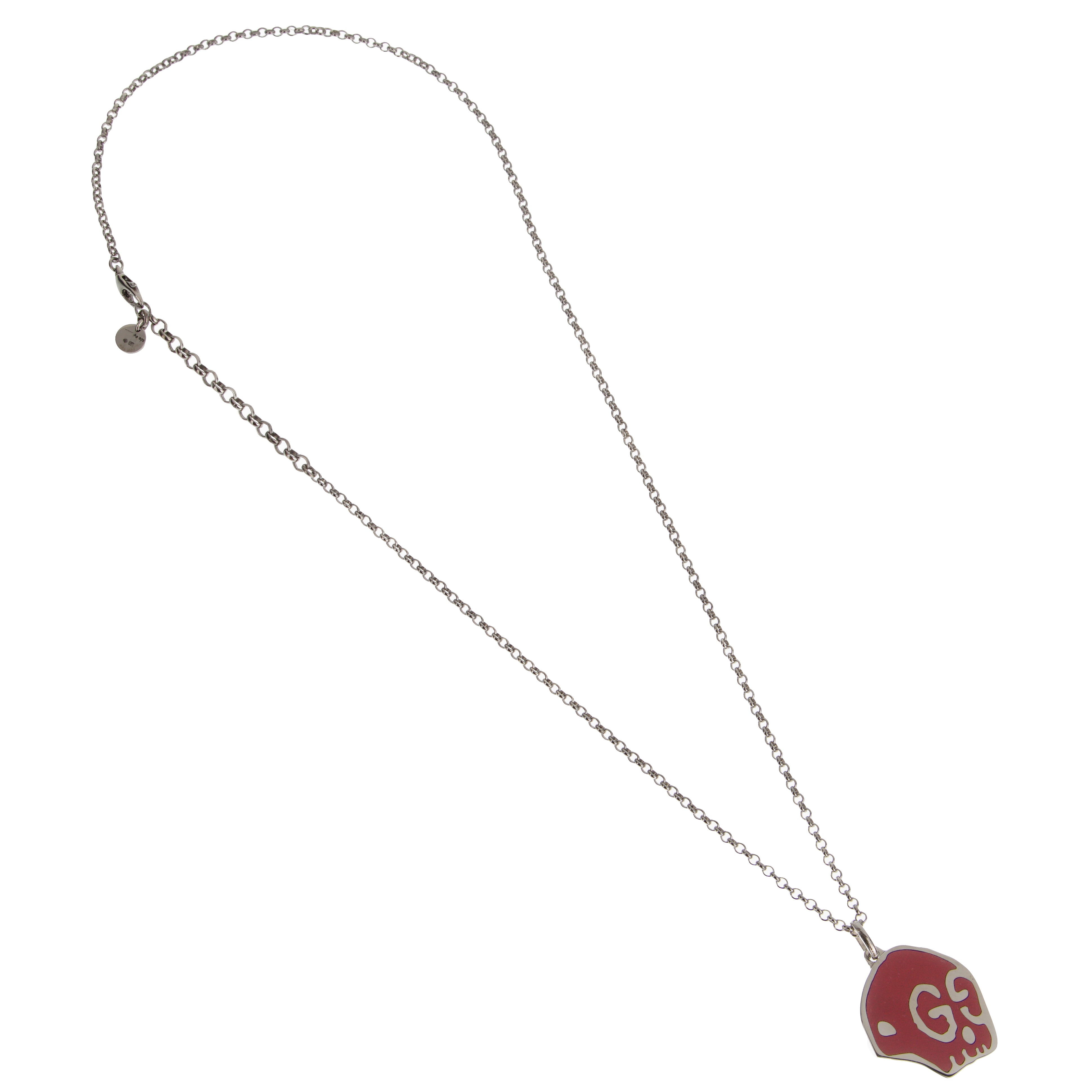 GA325 GUCCI ゴーストネックレス　925 GHOST　エナメル Gucci Ghost Red Enamel Skull Sterling Silver Necklace