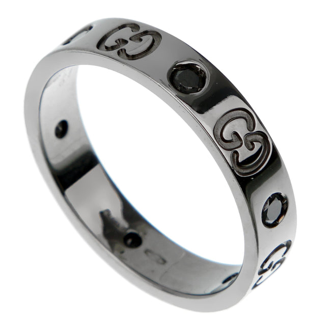 Gucci Icon 18k Blackened White Gold Diamond Ring 0003490
