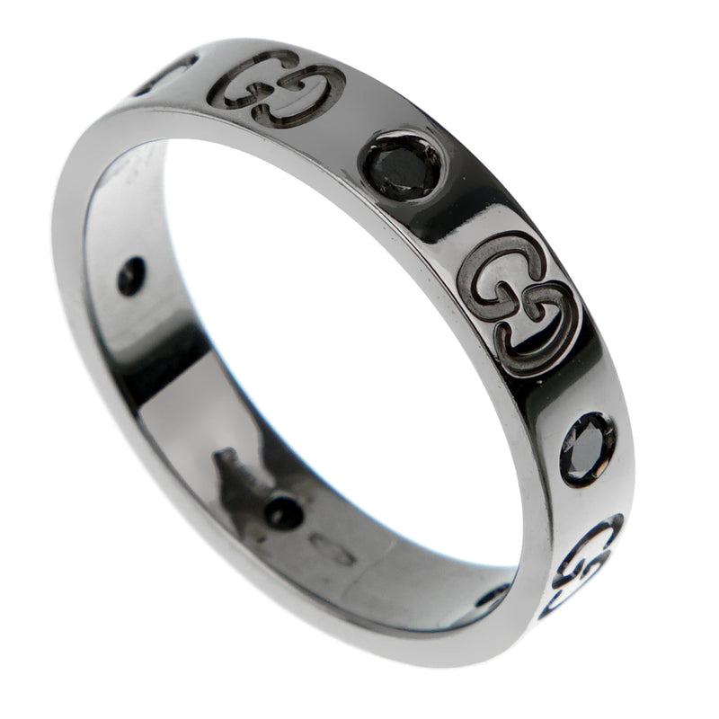 Gucci Icon 18k Blackened White Gold Diamond Ring 0003490