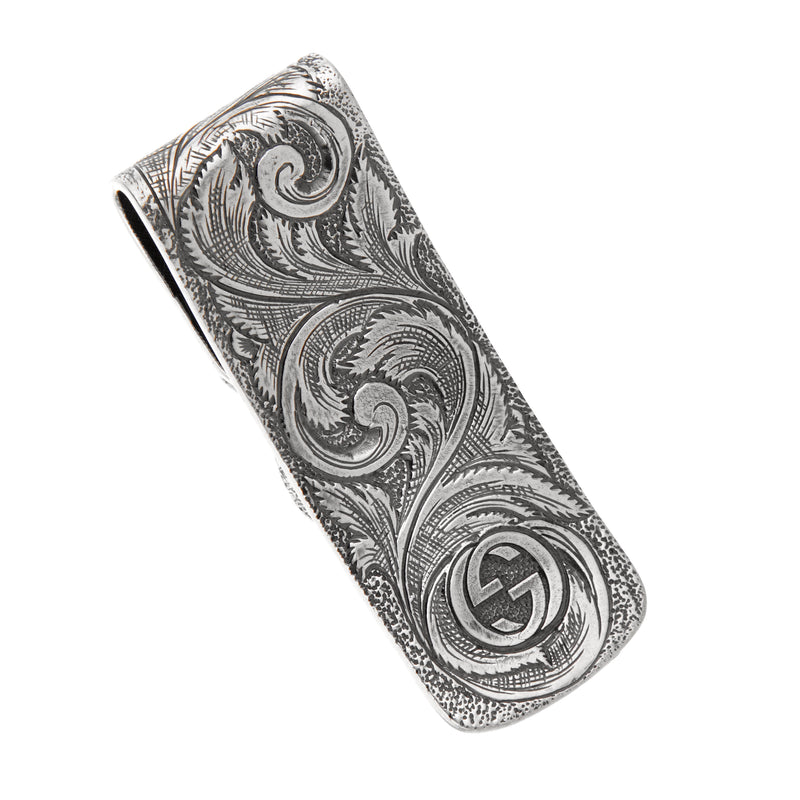 美品 正規 GUCCI GG シルバー925 マネークリップ 虎 猫 508P▲ gucci-sterling-silver-feline-