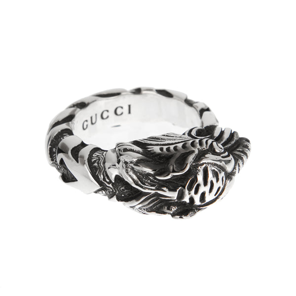 Gucci Sterling Silver Tiger Head Ring Sz 10