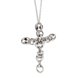 Gucci Vintage 18k White Gold Cross Marine Link Pendant Necklace 0003665