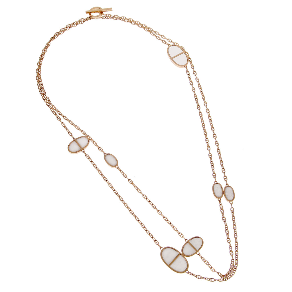Hermes Ceramic Rose Gold Chaine d'Ancre Sautoir Necklace