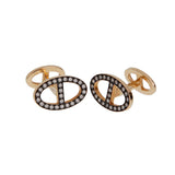 Hermes Chaine d'Ancre Diamond 18k Rose Gold Cufflinks 0003973