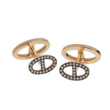 Hermes Chaine d'Ancre Diamond 18k Rose Gold Cufflinks 0003973
