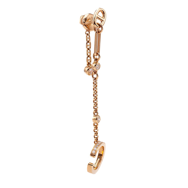 Hermes Chaine D'Ancre Rose Gold Diamond Chaos Right Single Earring Cuff