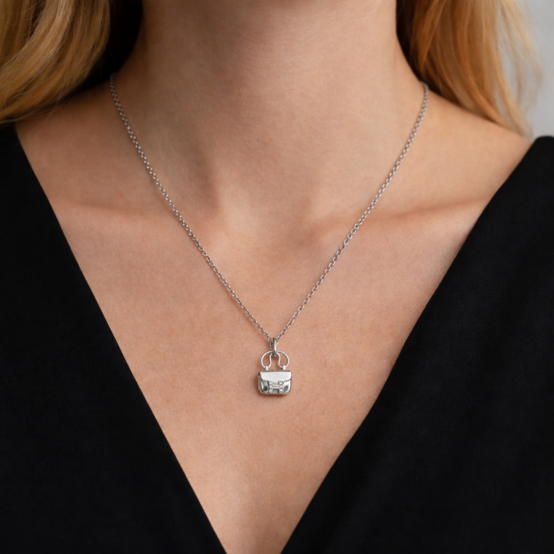 Hermes Constance Amulettes 18k White Gold Diamond Charm Pendant