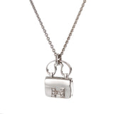 Hermes Constance Amulettes 18k White Gold Diamond Charm Pendant Necklace 0003895