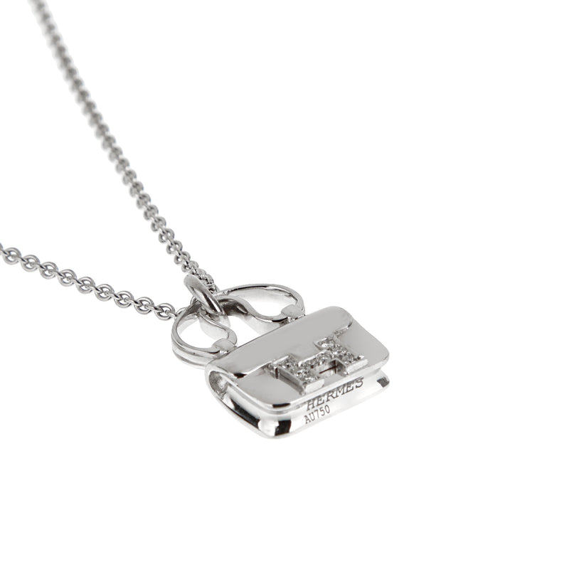 Hermes Constance Amulettes 18k White Gold Diamond Charm Pendant