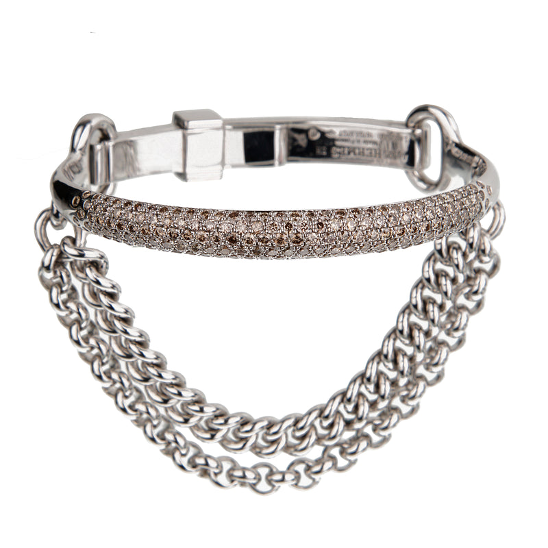 Hermes Sterling Silver 3.07ct Diamond Bangle Bracelet Circa 2015