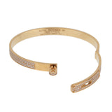 Hermes Kelly 18K Rose Gold Full Pave Diamond Bangle Bracelet Size SH 0003935