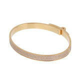 Hermes Kelly 18K Rose Gold Full Pave Diamond Bangle Bracelet Size SH 0003935