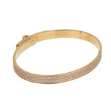 Hermes Kelly 18K Rose Gold Full Pave Diamond Bangle Bracelet Size SH 0003935