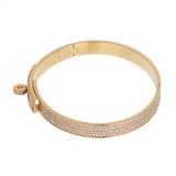 Hermes Kelly 18K Rose Gold Full Pave Diamond Bangle Bracelet Size SH 0003935