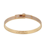 Hermes Kelly 18K Rose Gold Full Pave Diamond Bangle Bracelet Size SH 0003935