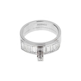 Hermes Kelly 18k White Gold Baguette Diamond Ring Sz 6 0004167