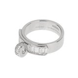 Hermes Kelly 18k White Gold Baguette Diamond Ring Sz 6 0004167