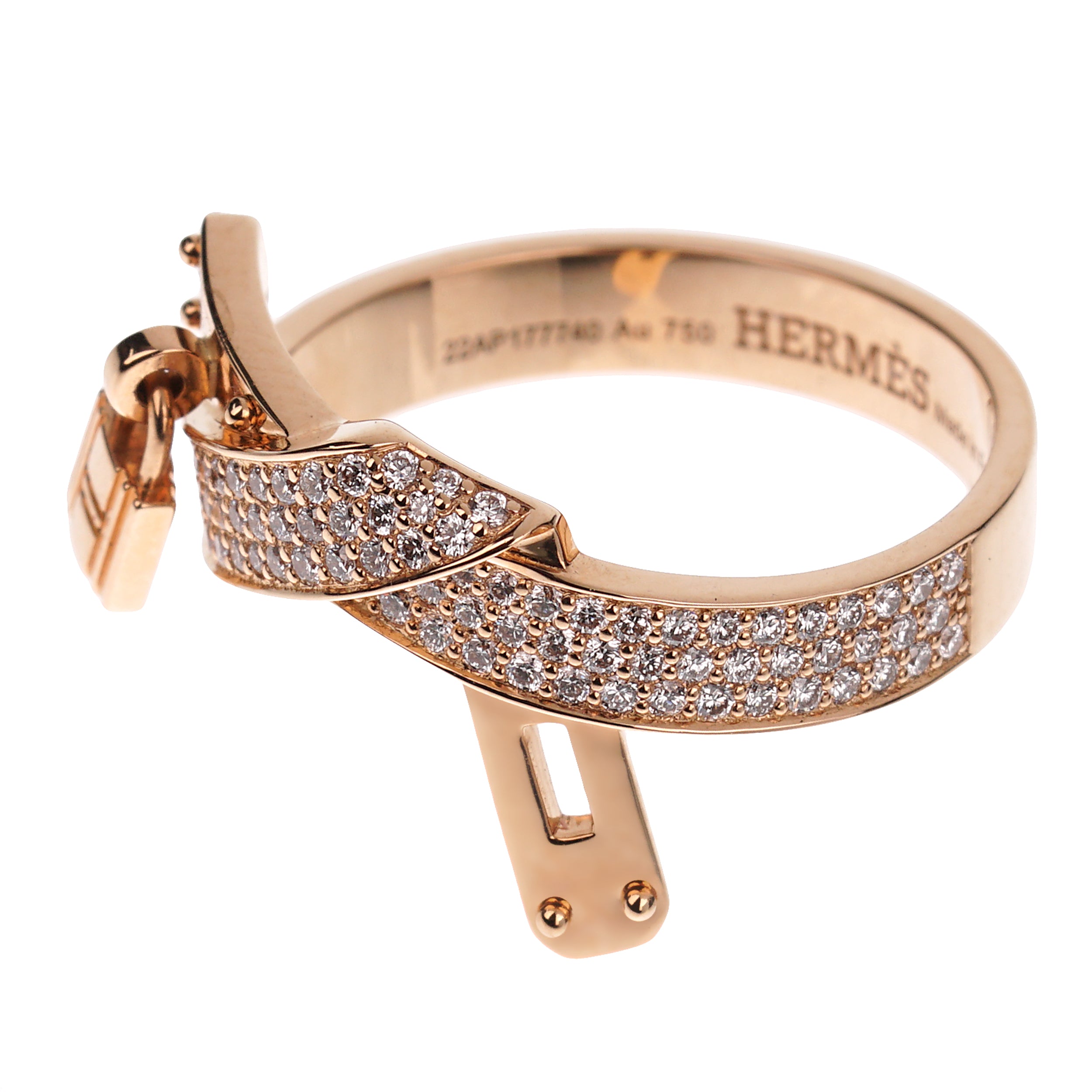 Kelly Rohrbach Rings Hermes Kelly Gavroche Diamond Rose Gold Cocktail Ring
