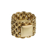 Hermes Vintage Chain 18k Yellow Gold Band Ring Sz 7 0003891