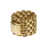 Hermes Vintage Chain 18k Yellow Gold Band Ring Sz 7 0003891
