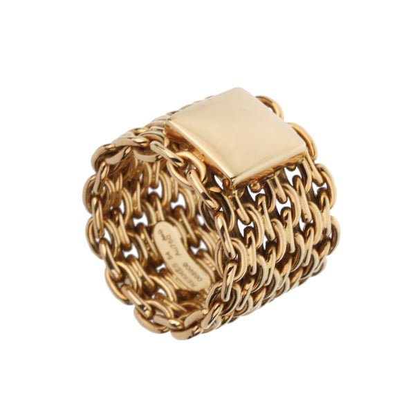 Hermes Paris Vintage Openwork 18k Yellow Gold Band Ring Sz 7 1/2