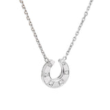 Hermes Vintage Horseshoe Charm 18k White Gold Diamond Pendant Necklace 0003887