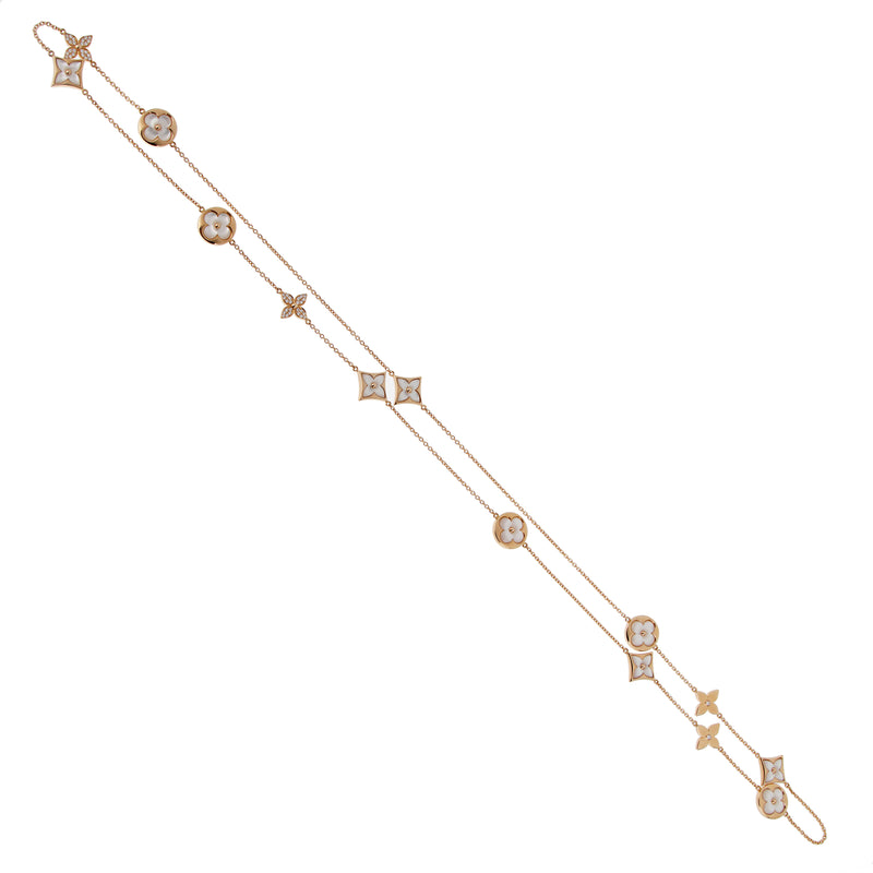 Louis Vuitton Color Blossom Sautoir Necklace 18k Gold Mother of Pearl