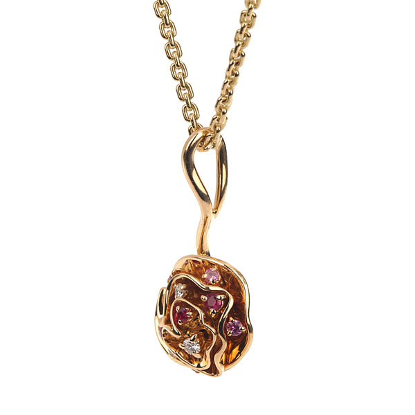 Louis Vuitton Flower Diamond Pink Sapphire Yellow Gold Necklace