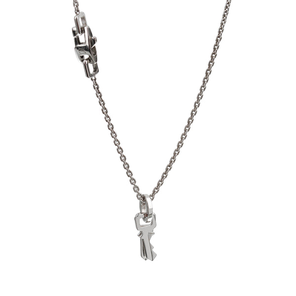 Louis Vuitton Lock it Double Key White Gold Pendant Necklace 0003506