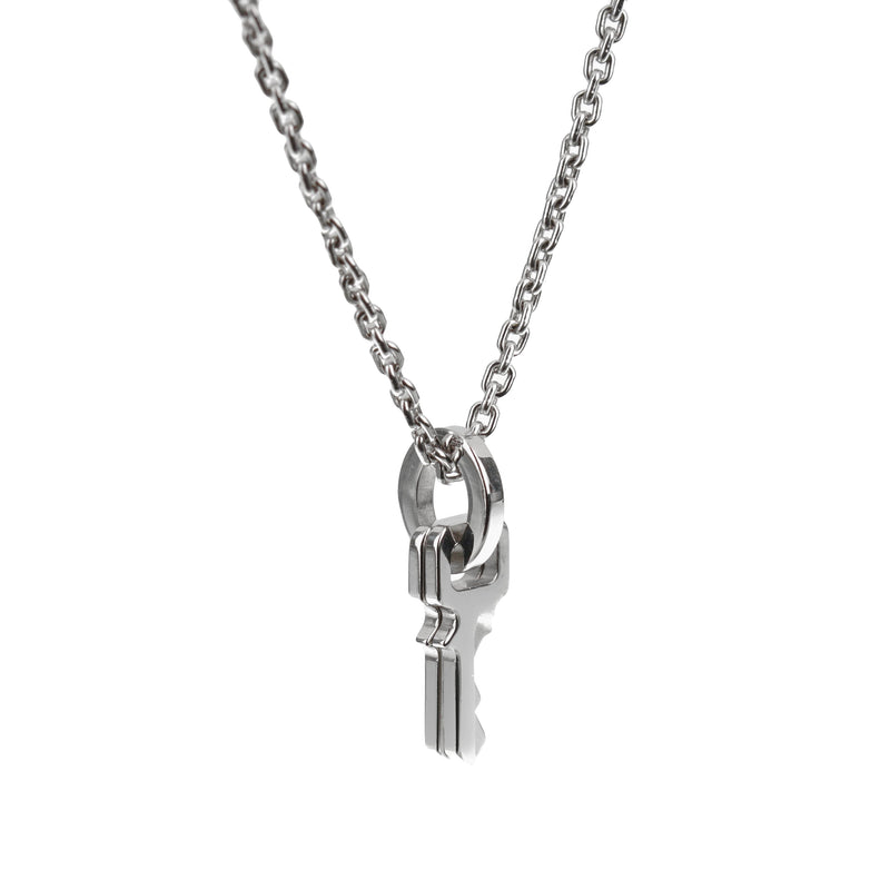 Louis Vuitton Lock it Double Key White Gold Pendant Necklace 0003506