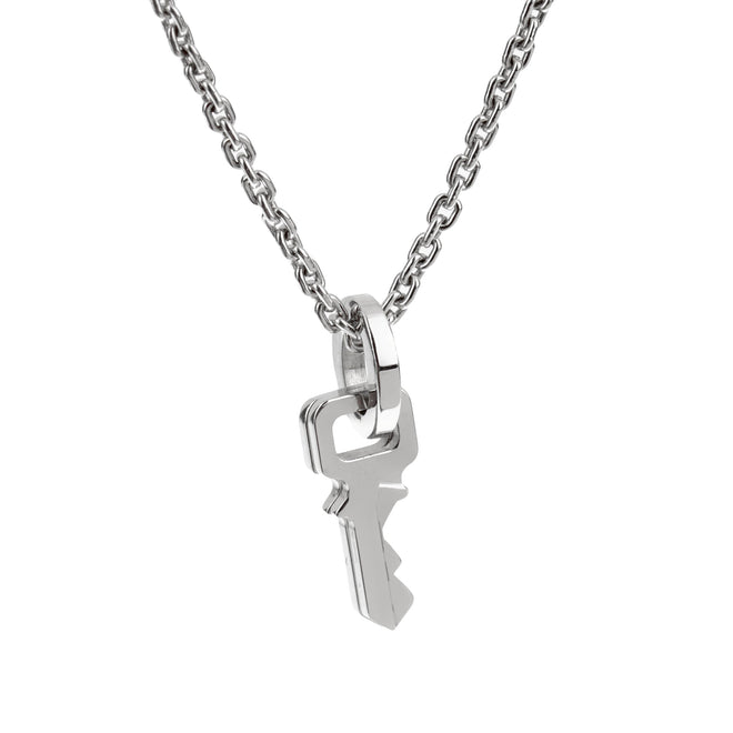 Louis Vuitton Lock it Double Key White Gold Pendant Necklace 0003506