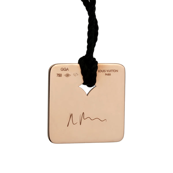 Louis Vuitton Rose Gold Dog Tag Pendant Necklace