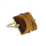 Louis Vuitton Tiger Eye 18K Yellow Gold Cocktail Ring Sz 5 3/4 1bytg274a