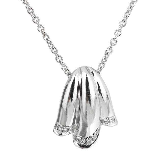 Piaget Vintage Diamond Tulip White Gold Pendant Necklace 0003179