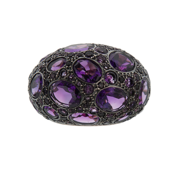 Pomellato Amethyst Dome Bombe Cocktail 18k Rose Gold Ring Sz 7