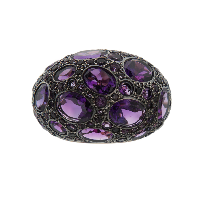 Pomellato Amethyst Dome Bombe Cocktail 18k Rose Gold Ring Sz 7