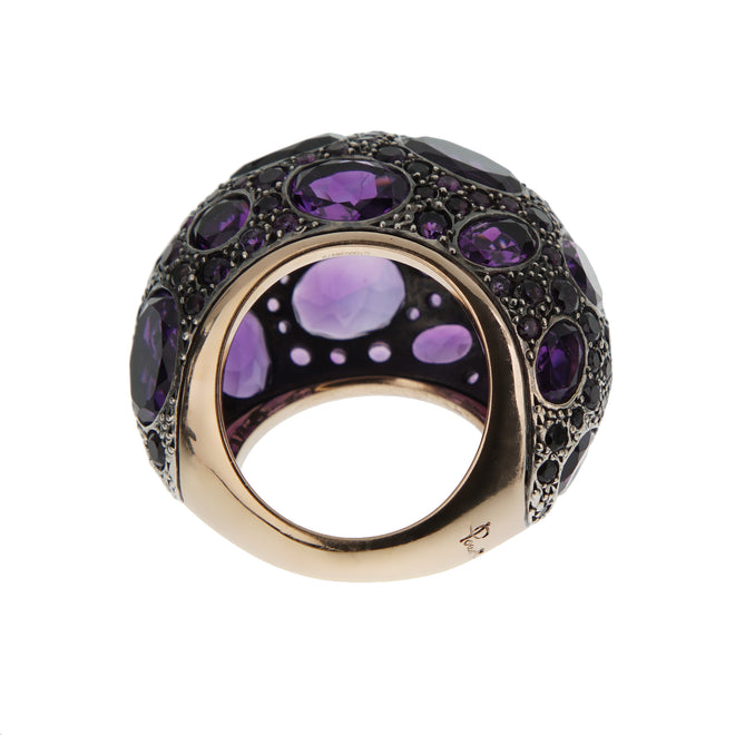 Pomellato Amethyst Dome Bombe Cocktail 18k Rose Gold Ring Sz 7