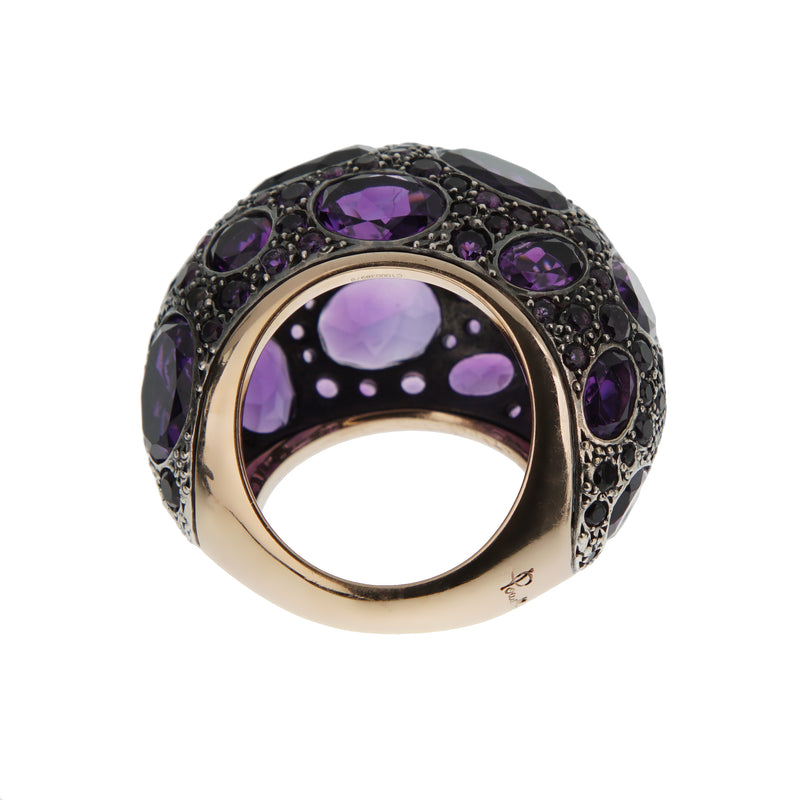 Pomellato Amethyst Dome Bombe Cocktail 18k Rose Gold Ring Sz 7