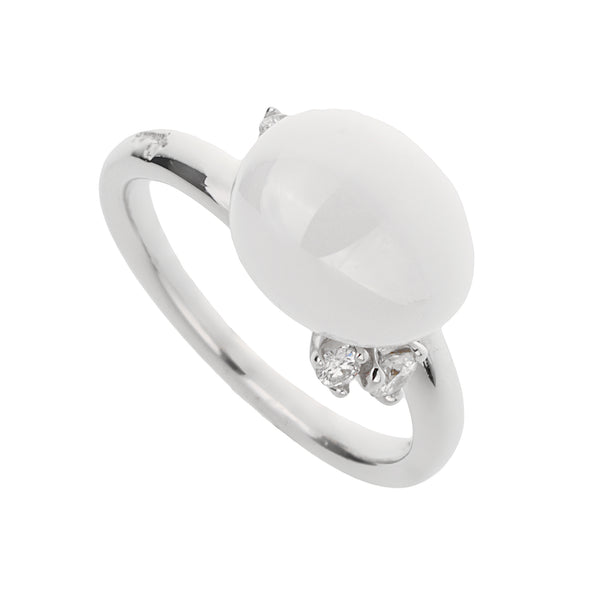 Pomellato Capri Agate Diamond 18k White Gold Cocktail Ring