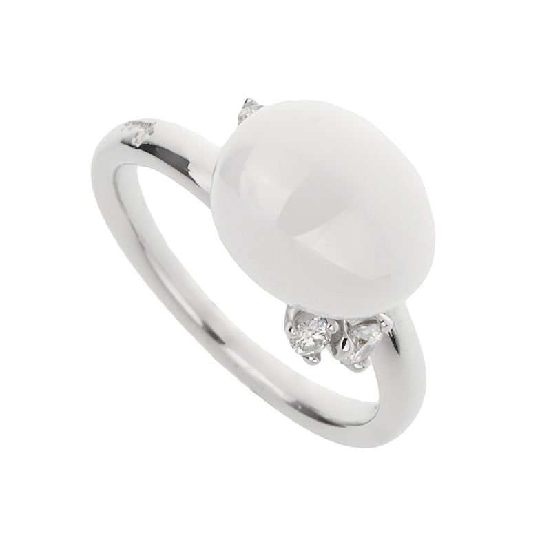 Pomellato Capri Agate Diamond 18k White Gold Cocktail Ring