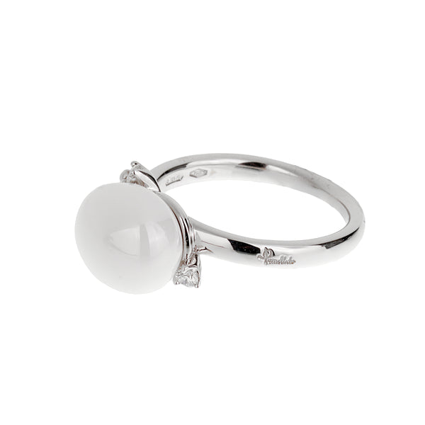 Pomellato Capri Agate Diamond 18k White Gold Cocktail Ring